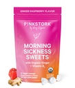 Pink Stork Morning Sygdom Sweets, Økologisk Hindbær Ginger Candy med vitamin B6, Støtte til Motion Sygdom, Prenatal Heartburn - Graviditet skal Haves - 30 indpakket dråber