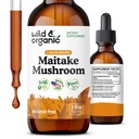 Wild & Organic Maitake Mushroom Drops - Liquid Mushroom supplement til immunforsvar - Maitake Extract Tincture - Vegan, Sugar & Alcohol- Free - 2 fl oz