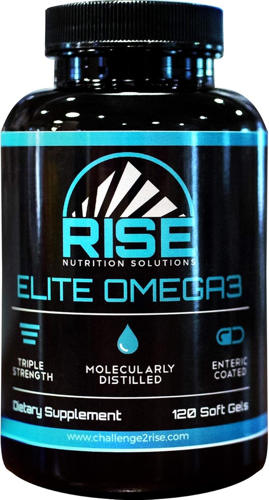 Elite Omega 3 Nutritional Supplement - Omega-3 fedtsyrer herunder EPA og DHA - hjerte og immunforsvar - Ingen Fishy Eftersmag, 120 Softgels