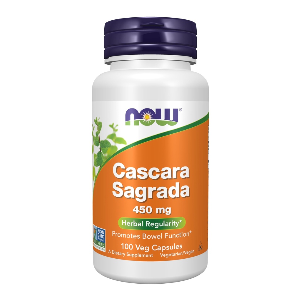 Now Foods Supplements, Cascara Sagrada (Rhamnus purshiana) 450 mg, Herbal Regularity *, 100 Veg Kapsler