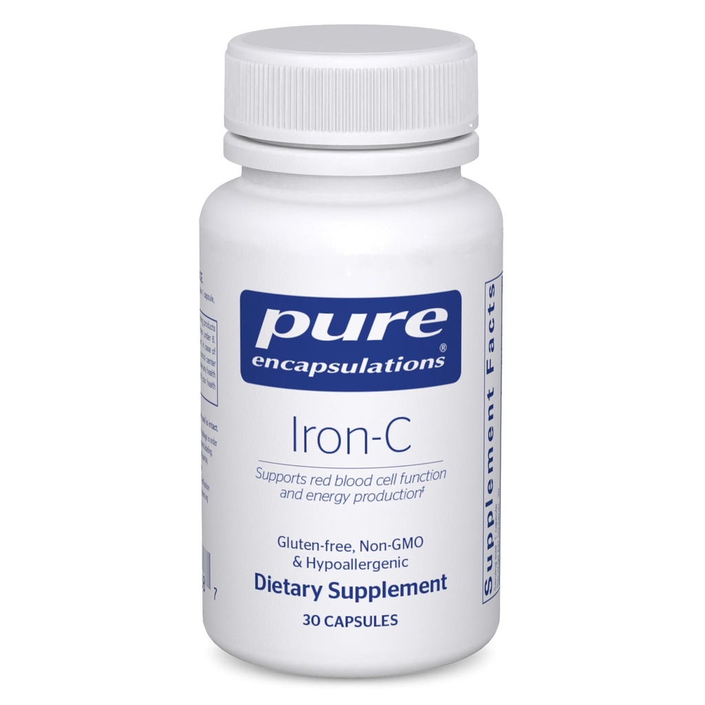 Ren indkapsling Iron- C - 15 mg - 175 mg C-vitamin - Red Blood Cell Support * - Energiproduktion - Højt biotilgængeligt jernpiller - Gluten Free & Vegan - 30 kapsler