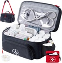 BAGSFY Travel Medicine Bag Organizer med Mini Medication Bag, Dobbelt Layer førstehjælp Kit Tom, Lockable Pill flaske Organizer til hjemmet, Stor Medication Storage, Travel Emergency Carriing sag.
