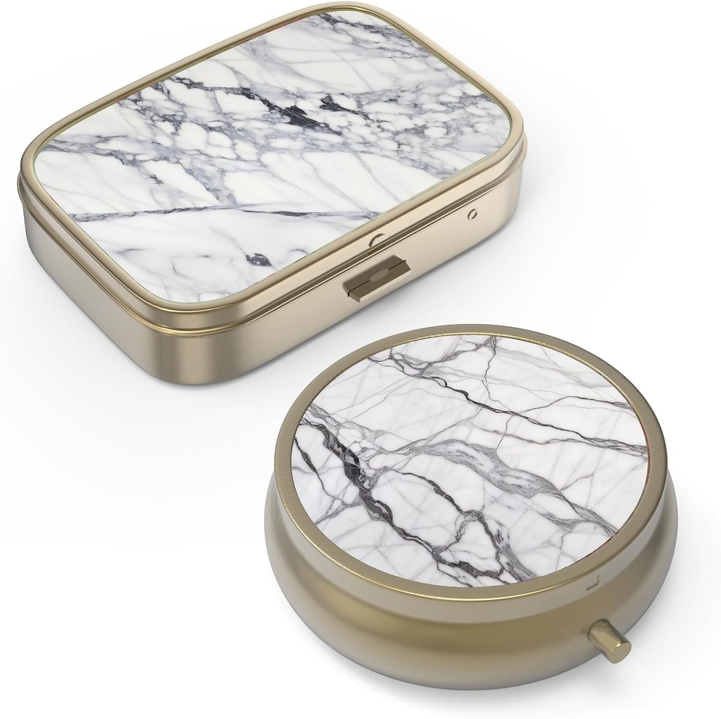 Pill Case Pill Box med spejl Retro Small Pill Case til purse eller Pocket Bronze Pill Box eller vitaminer, fiskeolie, kosttilskud, Pill Containe Travel Gaver