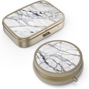 Pill Case Pill Box med spejl Retro Small Pill Case til purse eller Pocket Bronze Pill Box eller vitaminer, fiskeolie, kosttilskud, Pill Containe Travel Gaver