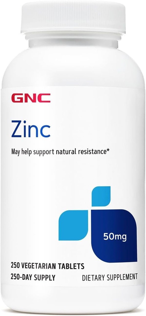 GNC Zink 50mg tillæg, understøtter immunfunktion, 250 Servere