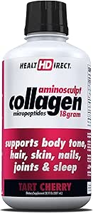 SUNDHEDSDIREKTØR Aminoglept Sugar- Free Collagen Supplement - High Potency Medical- Grade Protein for Hår, Hud, Nails & Joints, Grass- Fed, Non- GMO, Flydende Collagen - Tart Cherry - 30 Fl Oz