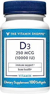 D3- vitamin - understøtter immunforsvar og knoglerelateret immunforsvar - 10. 000 IE (100 Softgels)