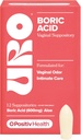 O Positiv URO Boric Acid Vaginal Suppository - med mælkesyre, og Aloe for Fast Relief og Vaginal Odor Control - Vegan, fri for parabener, farvestoffer og duftstoffer - 12 Greve (pakke med 1)