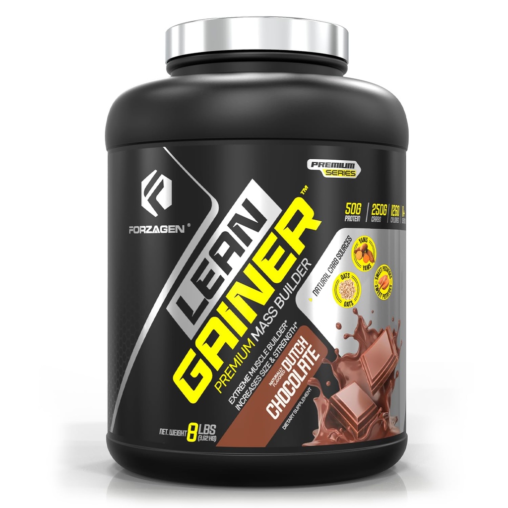 Forzagen Lean Gainer Premium Mass Builder Buddy 124; Mass Gainer Protein Powder for mænd og kvinder Buddy 124; Høj kalorie Protein, Vægt Gain, Bulk, Muscle Building Supplement Buddy 124; Hollandsk Chokolade, 8 lbs. (11 Servere)