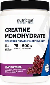 Nutricost Creatine Monohydrate Powder (Grape, 500 Gram) - Micronized Creatine Supplement - Vegan, Non-GMO, Gluten Free