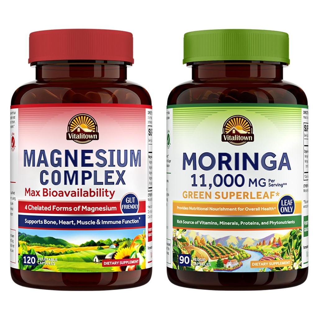 Vitalitown Magnesium + Moringa Bundle (pakke med 2)