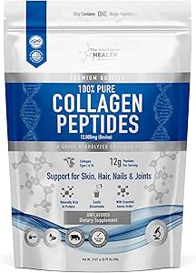 The Intelligent Health Collagen Peptider Powder, 45 Servere, Hydrolyzed Collagen, Type I & III, Grass Fed, Unflavored, Gluten Free, Keto / Paleo, 10g Servere, 15.9 Oz, Skin Support, Hår, Nail, Joints