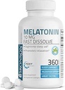 Bronson Melatonin 10 MG hurtigt opløses pebermyntetabletter, fremmer afslapning, 360 Chewable Vegetar Lozenges