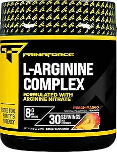 Primaforce L- Arginin Complex Powder (30 Serveringer pr flaske - 124; Peach Mango) Kraftfuld Protein Building supplement til maksimale gevinster