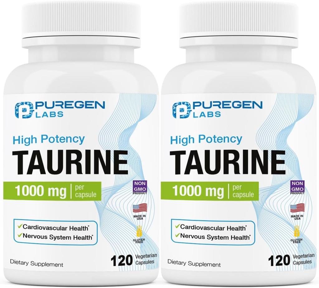 Puregen Labs Taurine 1000mg [høj potens] I alt 240 Veg Kapsler