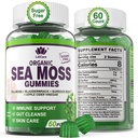Sea Moss Gummies - Irish Sea Moss Gummies for voksne & Kids - Advanced Superfood Seamoss Supplement med Organic Bladderwrack & Burdock Root Extract ACV til daglig immunforsvar, Gut Cleanse, Vegan, 60 Counts