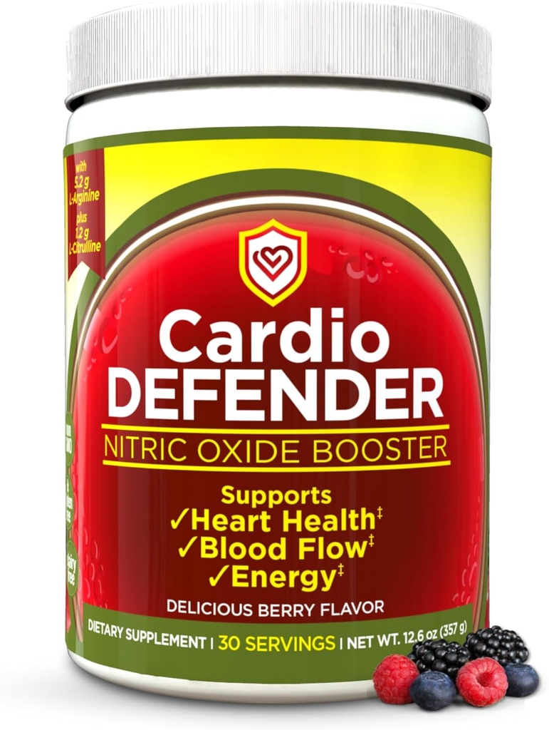 Nitrooxid Booster Pulver - L- Arginin 5,200mg + L- Citrullin 1,200mg - Heart Health Drink Mix - Heart Health, Blood Flow, Energy, Endurance - L- Arginin Powder med Berry Flavor