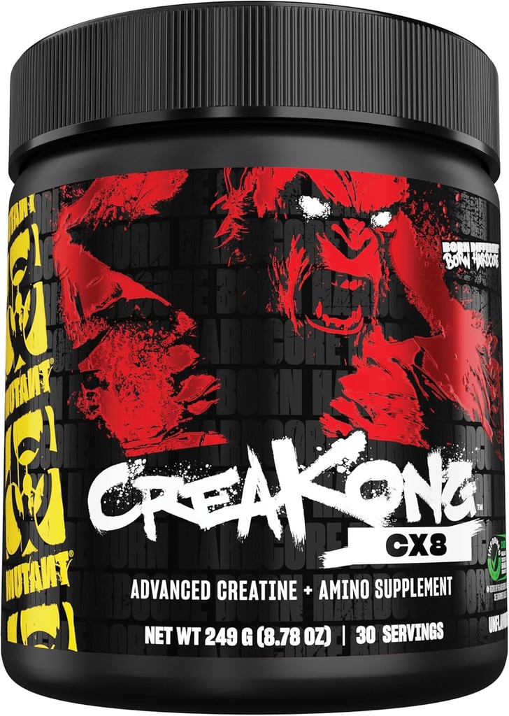 Mutant CREAKONG CX8 - Advanced Creatin + Amino Supplement med 4g Triple Creatinine Blend, 4g Amino Blend (BCAAs & Taurine) for muskel vækst og ydeevne - Unaromatised, 249g (30 Servere)