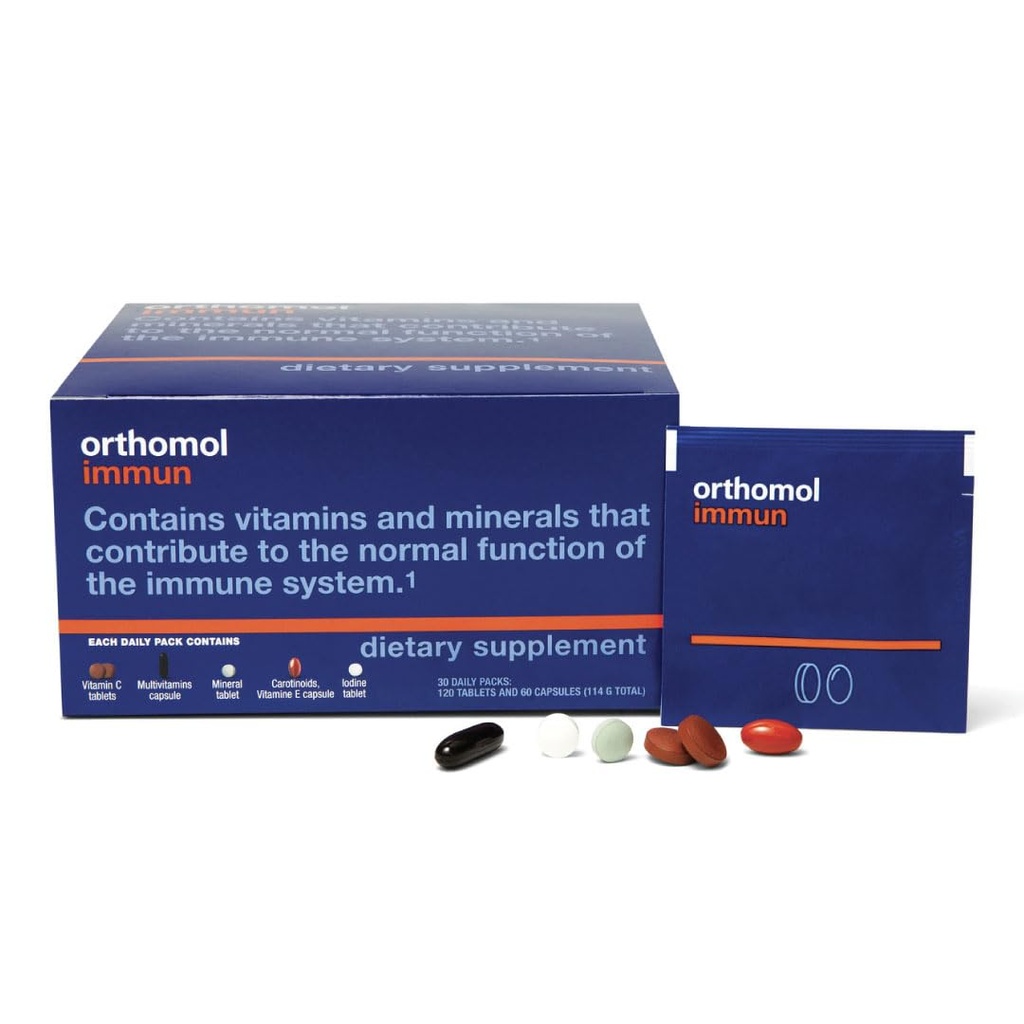 Orthomol Immun Tablet og Kapsel, immunsupport, 30- dages forsyning, Vitamin A, B, C, D, E, Zink, jod