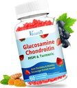 Høj biotilgængelig Glucosamine Chondroitin Gummies med gurkemeje & MSM, Boswellia - Fælles Support - Cartiage Support, Fleksibilitet & Styrke - 60 Gummies