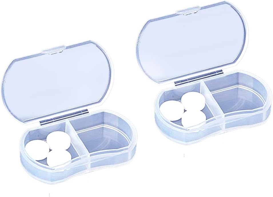 2PCS Pill Case Organizer, Daily AM & PM Containers, MedicHolder, Ideel til Medicin, Vitamin, Supplement, Perfekt til rejse, Ideel til Purse (hvid)