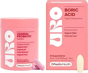 O Positiv URO Vaginal Probiotisk og URO Boric Acid Vaginal Suppository Bundle