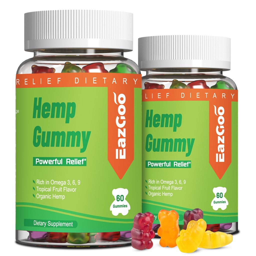 Naturlige Hamp Gummies 2.000.000 XXL Ekstra Styrke - Vegansk, Lavsukker, Non- GMO - 120 Tællere
