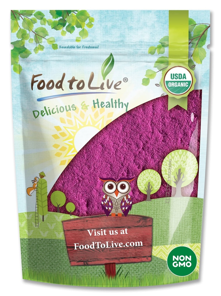 Food to Live Organic Black Currant Juice Powder, 4 Pounds - Non-GMO, Raw, Kosher, Vegan Superfood, Bulk, Rig i antioxidanter, Great for Juices, Drinks, og Smoothies, Indeholder Maltodextrin