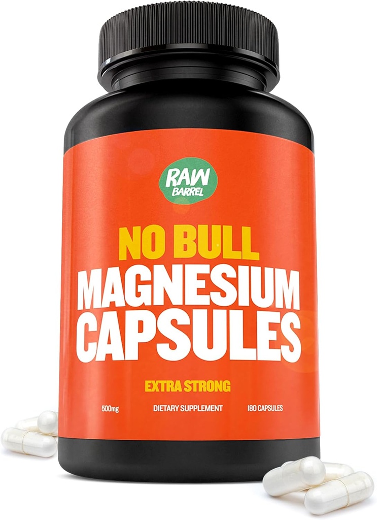 "No Bull" Magnesiumkapsler, Unique Magnesium Citrate and Oxide Formel for Sleep and Relaxation, Magnesium Pills to Prevent Muscle Aches and Spasms, Magnesium Oxide Citrate, 500g