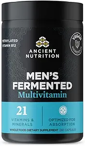 Ancient Nutrition Multivitamin til mænd, Mænds Gæret Multivitamin med vitamin A, C, D, E, K, Zink & Magnesium, immunforsvar, Vegan, 60 Ct