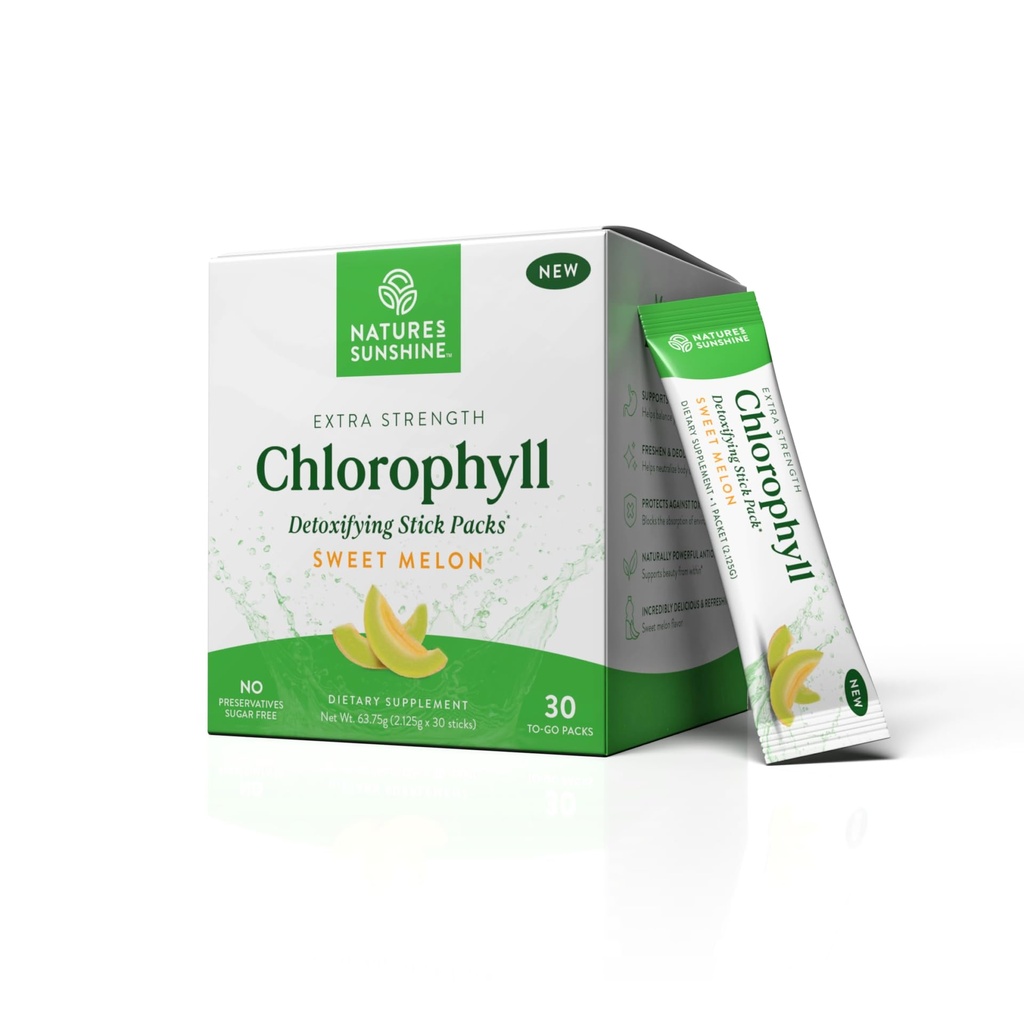 Naturens solskin Chlorophyll Stick pakker: Supercharge din Detox og Boost Gut sundhed i praktisk, lækker Stick pakker (Sweet Melon)