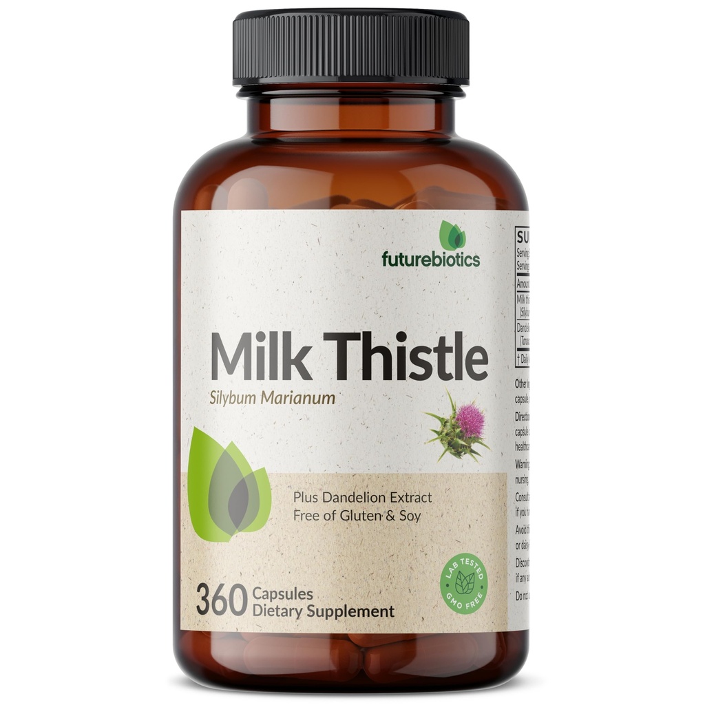 Fremurebiotika Mælk Thistle Silymarin Marianum & Mælkebøtte Root Lever Health Support, Antioxidant Support, Detox, 360 kapsler
