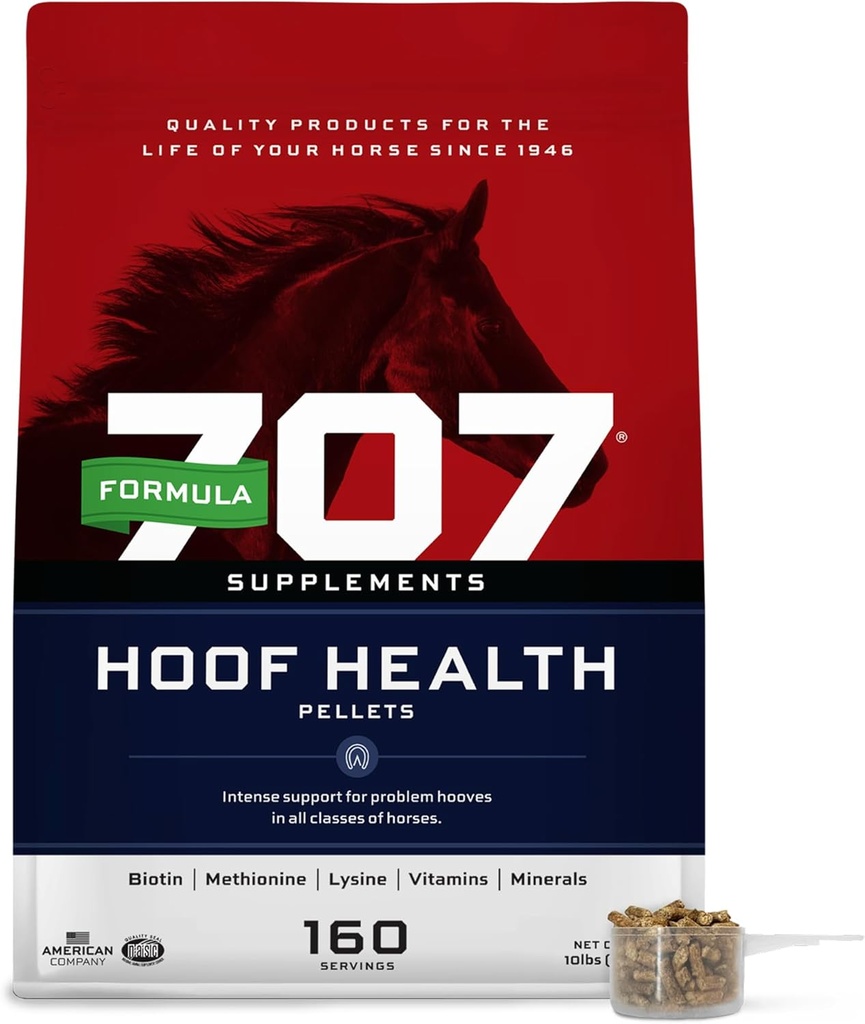 Formel 707 Hoof Health Equine Supplement, 10 LB Bag - 160 Servering - Biotin, Aminosyrer, og mineraler til at forbedre og støtte sunde hestehove