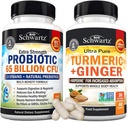 Økologisk gurkemeje og ingefær supplement (1 måned Tilgang) Plus 65 milliarder CFU dagligt Probiotisk supplement (1 måned Tilgang)