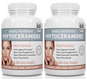 Phytoceramider Ris baseret med Biotin Anti Aging Supplement, Wrinkle Remover og Ansigtsfugtgivende med Phytoceramider Vitamin A, C, D og E, To Flaske Pack, 120 Kapsler 40mg, Gluten Free