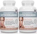 Phytoceramider Ris baseret med Biotin Anti Aging Supplement, Wrinkle Remover og Ansigtsfugtgivende med Phytoceramider Vitamin A, C, D og E, To Flaske Pack, 120 Kapsler 40mg, Gluten Free