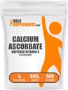 BulkSupplements.com Calcium Ascorbat Powder - Buffered C-vitamin, Calcium tillæg med C-vitamin - Gluten Free, 1g per Serving, 500g (1.1 lbs) (Pack of 1)