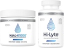 Hi- Lyte Keto K1000 Electrolyte Powder Б124; Hydration Powder Drink Mix 124; Raw Mineral Flavor, No Stevia Dex124; 50 Servere Б124; Plus Electrolyte Erstatningskapsler til hurtig rehydrering