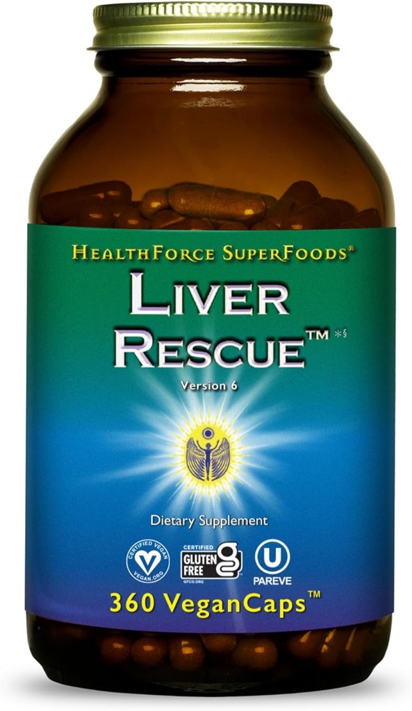 HealthForce SuperFoods Liver Rescue - Natural Liver Cleanse - with Milk Thistle & Dandelion Root - Gluten-Free & Vegan - 360 Capsules
