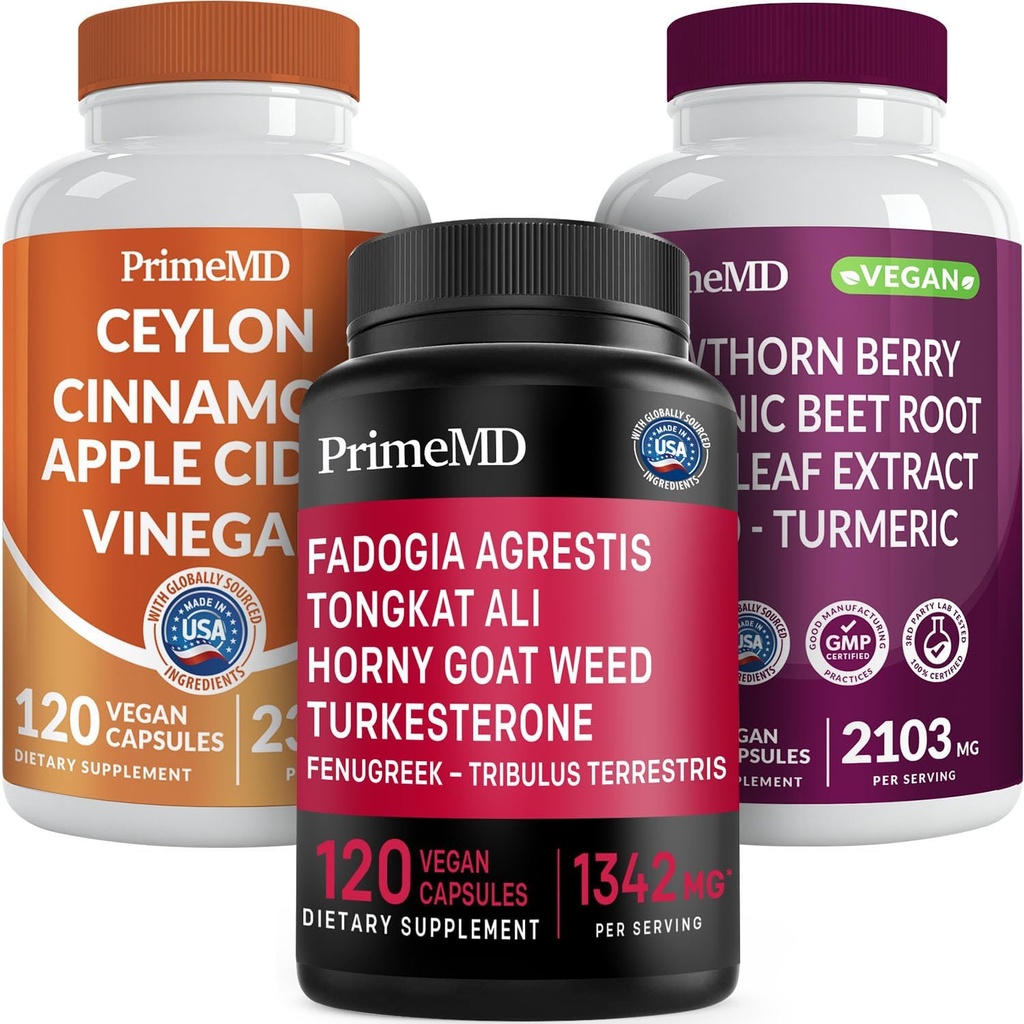 Ceylon Cinnamon (1pk), Fadogia Tongkat Ali (1pk), og Nitrogen Oxide (1pk) Supplement Bundle - Potent Vitaminer for hjerte, energi, Mand Well- Being, & immunsupport - Non-GMO, Vegan, Gluten- Free
