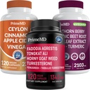 Ceylon Cinnamon (1pk), Fadogia Tongkat Ali (1pk), og Nitrogen Oxide (1pk) Supplement Bundle - Potent Vitaminer for hjerte, energi, Mand Well- Being, & immunsupport - Non-GMO, Vegan, Gluten- Free