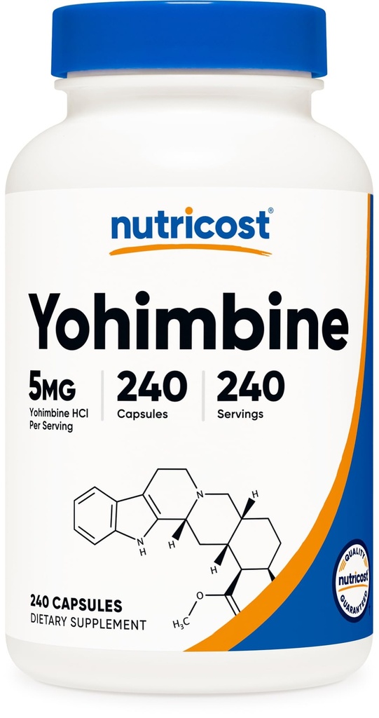 Nutricost Yohimbin HCl 5mg, 240 Kapsler Ekstra Styrke - Gluten Free, Non- GMO