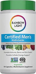 Rainbow Light Multivitamin til mænd, C-vitamin, D & Zink, Probiotika, Mænds Multivitamin giver høj potens immun, hjerte, & leverstøtte, non-GMO, vegetar, 120 tabletter