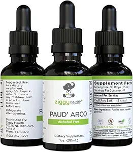 PAU D 'arco Extract - Organic Liquid Tincture Drops - Alkohol- Free - for immunforsvar & Gut Health, Urtetilskud Drops, Vegan, 1oz af Ziggy Health
