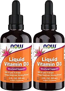 NOW Supplements, Liquid Vitamin D-3, Strong Bones*, Structural Support*, 2-Ounce (Pack of 2)