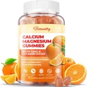 Calcium Magnesium Zinkgummier med vitamin D3 & K2 - Høj Absorption Magnesium Glycinat 400mg - Sukker Free Calciumsupplement - Support Nerve Muskel Mood & Immunitet - for voksne Mænd Kvinder Kids