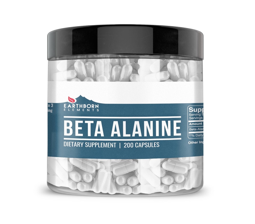 Earthborn Elements Beta- Alanine 200 Kapsler, Pure & Ufortyndet, Ingen tilsætningsstoffer