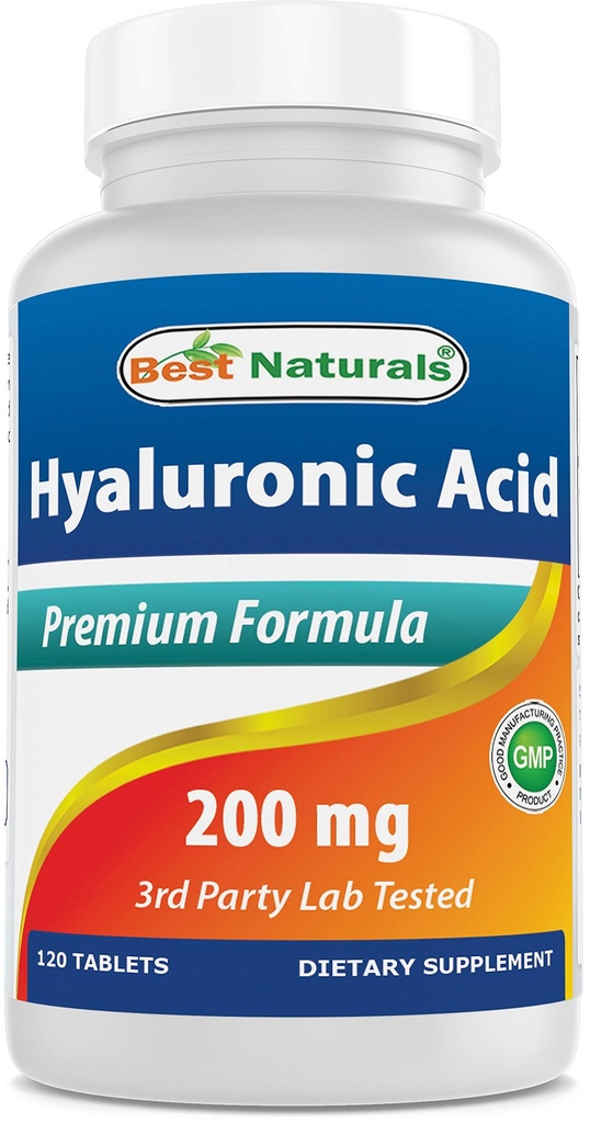 Bedste Naturals Hyaluronsyre 200 mg 120 tabletter (non-GMO, gluten fri) - fremmer ungdommelig sund hud og sund fælles funktion (120 greve (pakke med 1))
