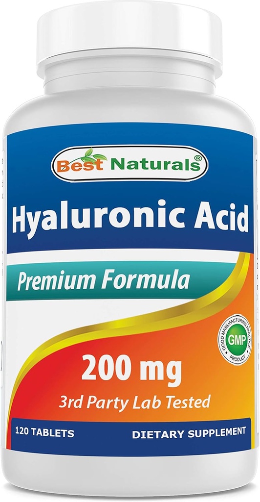 Bedste Naturals Hyaluronsyre 200 mg 120 tabletter (non-GMO, gluten fri) - fremmer ungdommelig sund hud og sund fælles funktion (120 greve (pakke med 1))