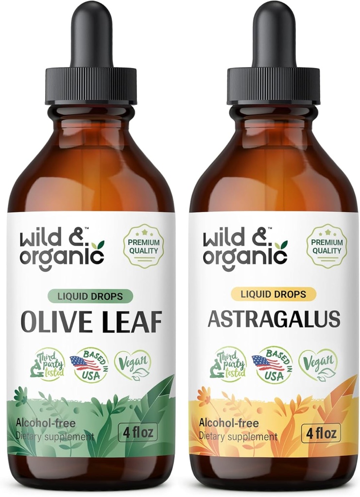 Wild & Organic Olive Leaf Tinktur 4 fl oz & Astragalus Tinktur 4 fl oz